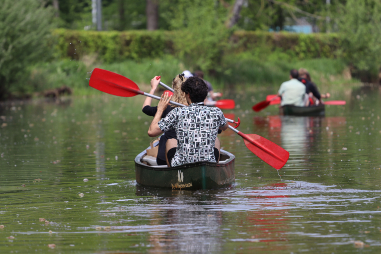 Kanovaren op de Regge in Overijssel